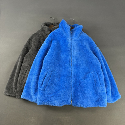 夹棉加厚宽松立领夹克毛绒外套女