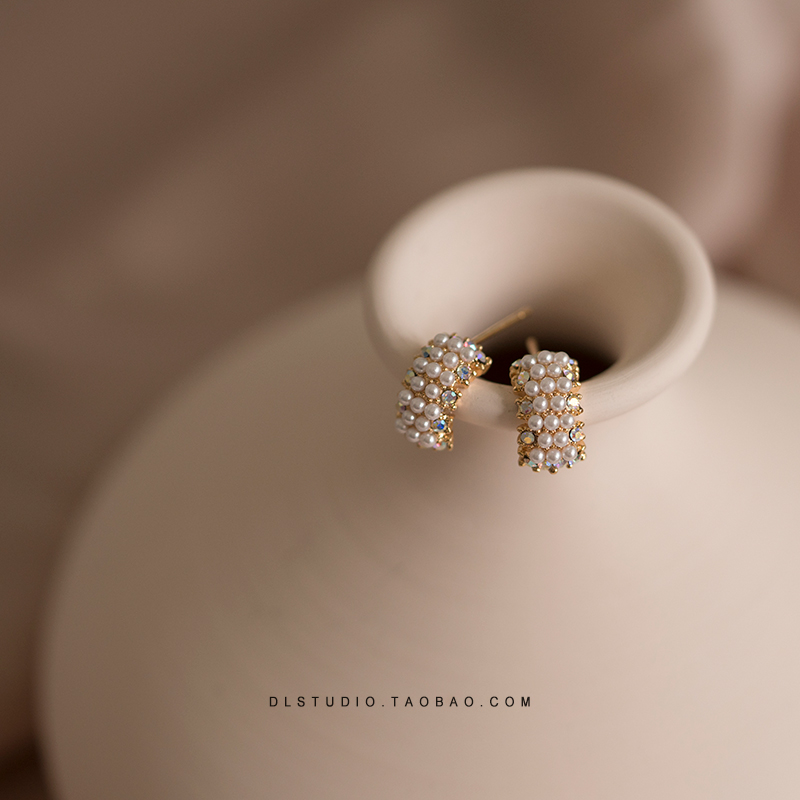 银针半圆弧气质淑女温柔风珍珠