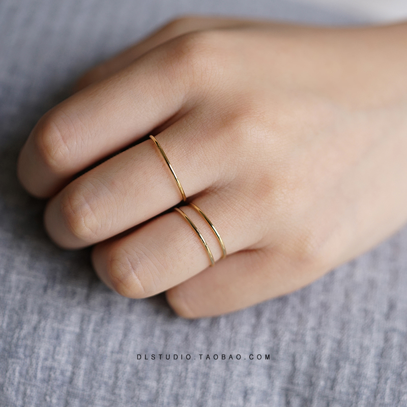 手工定制进口14k包金简约光面