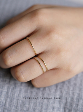 手工定制进口14k包金简约光面