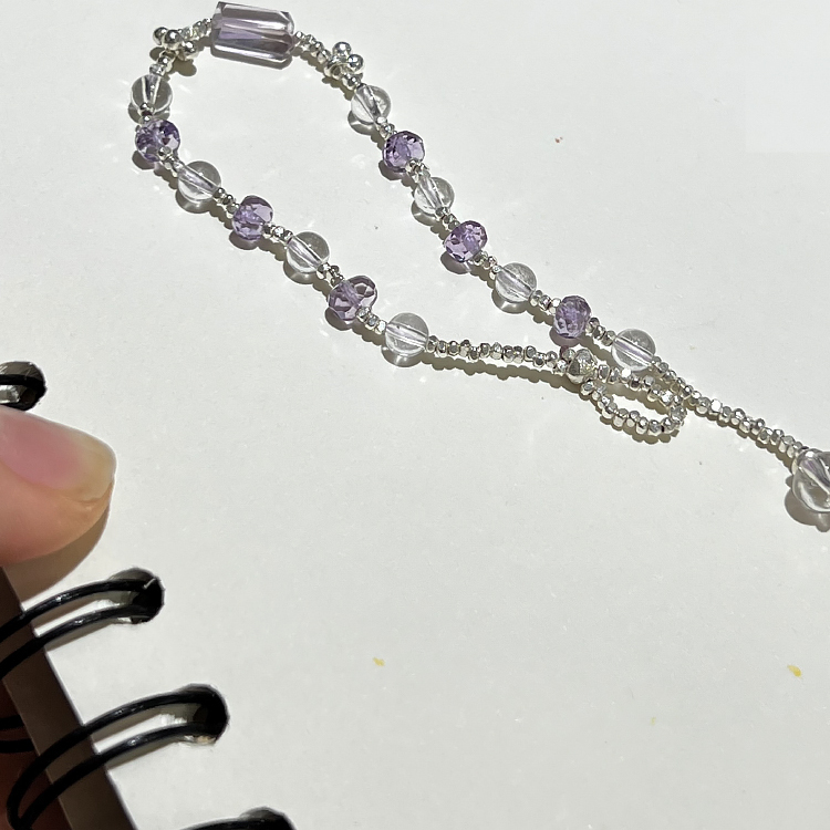 天然紫水晶手链女手工泰银手串