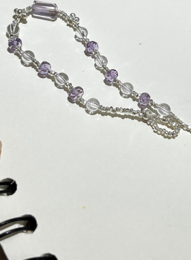 天然紫水晶手链女手工泰银手串