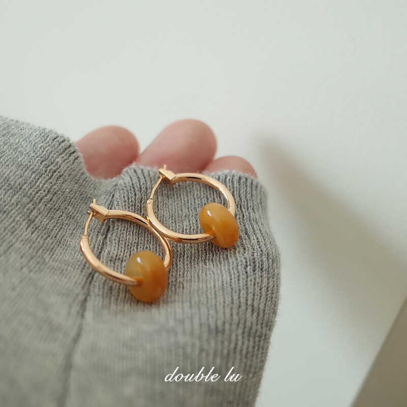 天然石耳环小众玛瑙时尚