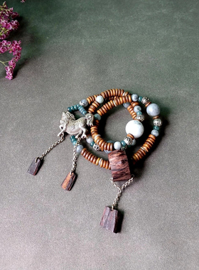 野生降真香翡翠绿檀两用多圈手串