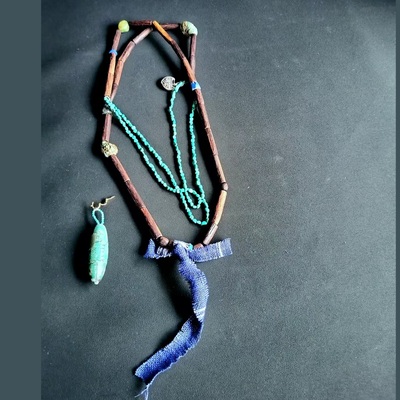 多宝斜挎翡翠松石降真香长项链