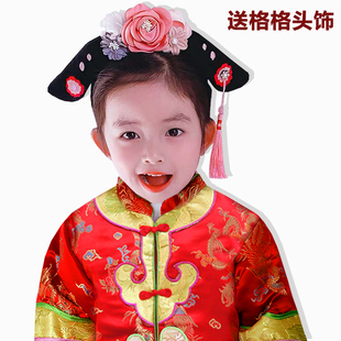 女童格格帽旗头发箍儿童中国风宫女头饰头花汉服旗袍配饰发卡发饰