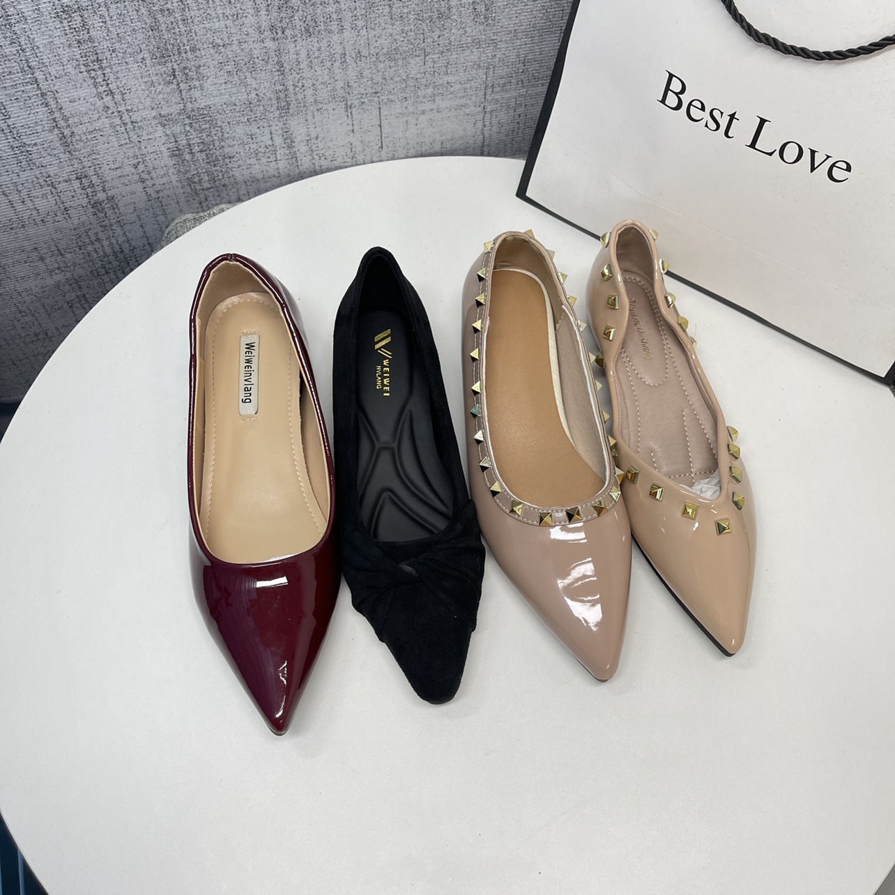 法式内增高尖头单鞋女