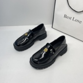 软底高级感粗跟复古一脚蹬小皮鞋 厚底山茶花乐福鞋 女2025春秋新款