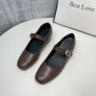 小个子隐形内增高4cm芭蕾舞鞋一字扣带方头浅口复古玛丽珍单鞋女