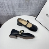 粗跟单鞋 女2025新款 春季 法式 百搭浅口圆头晚晚配裙子玛丽珍小皮鞋