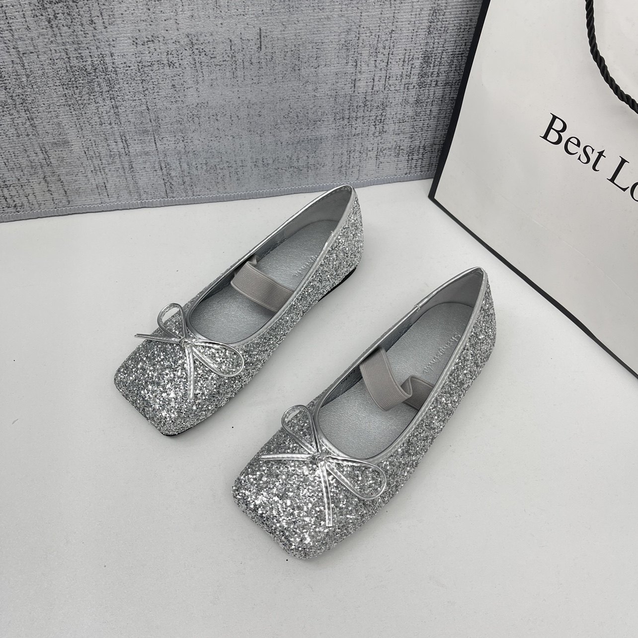 法式亮片银色平底芭蕾舞鞋女2026蝴蝶结玛丽珍鞋浅口大码41单鞋,女鞋,时尚芭蕾鞋,淘宝优惠券,粉丝福利购,淘宝优惠卷