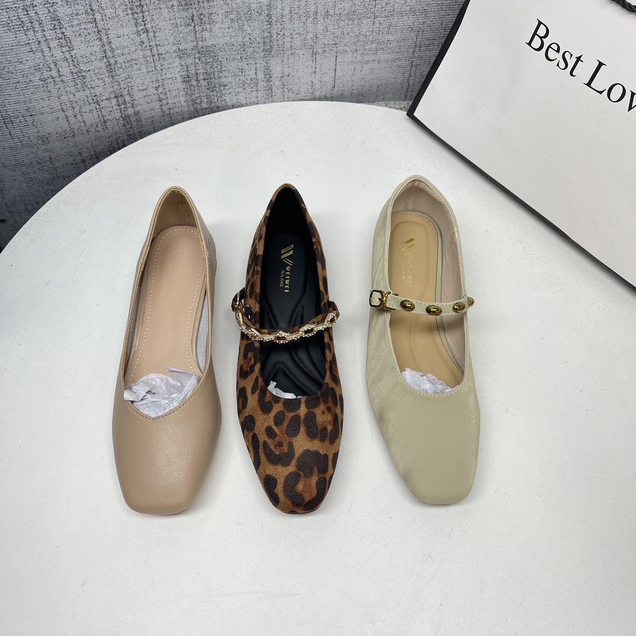 36码复古粗跟链条单鞋女