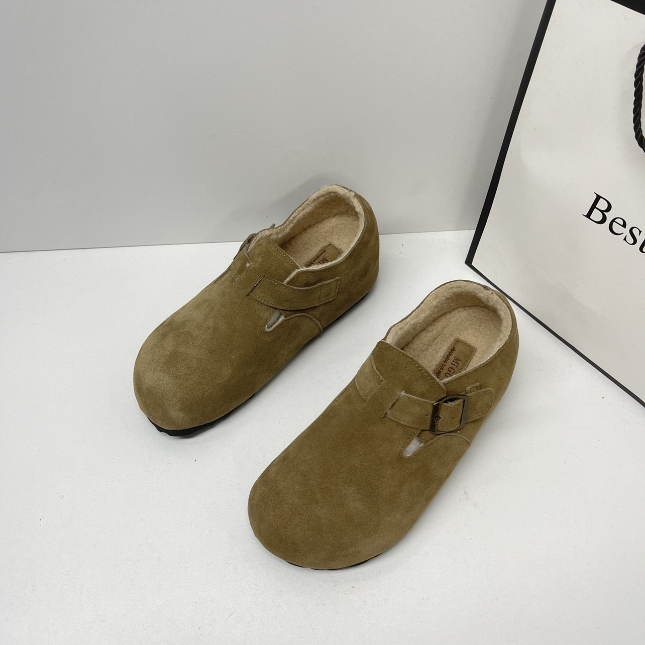 厚底内增高加绒全包勃肯鞋女