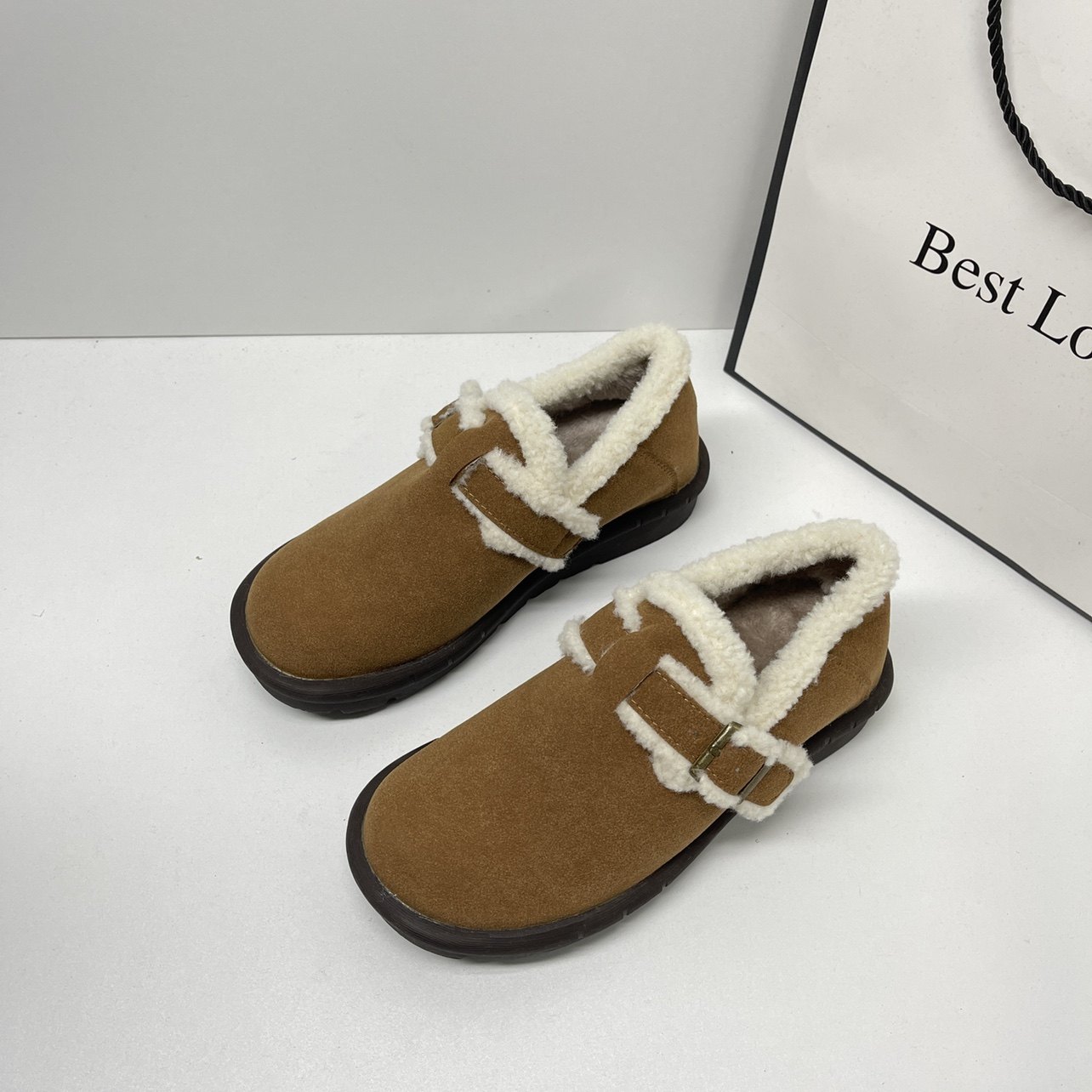 厚底圆头加绒勃肯鞋外穿女2025冬季保暖雪地靴豆豆乐福棉鞋学院风,女鞋,乐福鞋（豆豆鞋）,淘宝优惠券,粉丝福利购,淘宝优惠卷