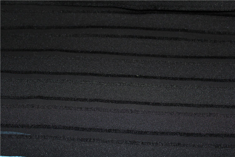 品牌布料黑色雪纺立体条纹时装布料连衣裙包裙衬衫DIY手工布料