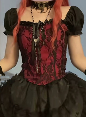 黑色哥特珠子复古毛衣链