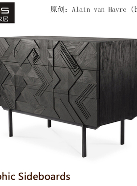 初森Graphic Sideboards图形餐具柜北欧风轻奢卧室收纳雕花餐边柜