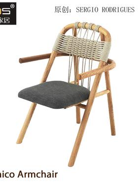 初森家具Unam Outdoor Chairs国立自治大学椅白蜡木编绳休闲椅子