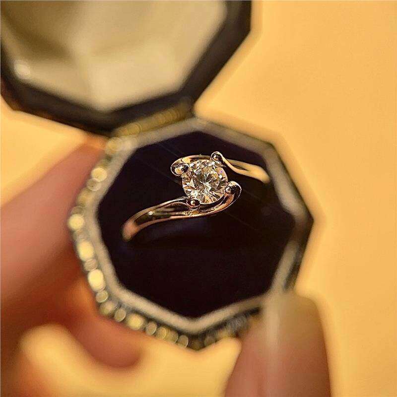 扭臂天使之吻结婚订婚真钻35分求婚小钻石迷你韩版戒指