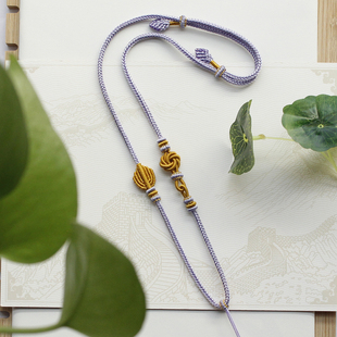 纯手工编织编绳项链绳吊坠挂绳毛衣链紫色系搭配紫水晶金饰定制