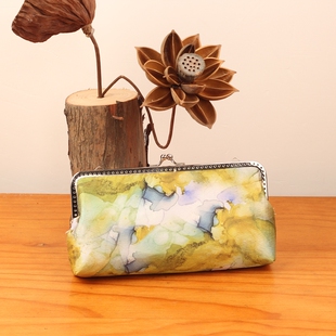 18cm方形银色笔袋3钥钥手工口金包DIY材料包宋锦解包包古风新中式