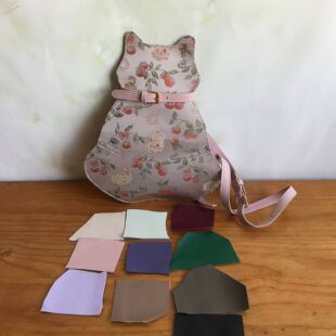 猫咪胸包有肩带钥钥手工自制DIY半成品材料包牛皮包宋锦新中式