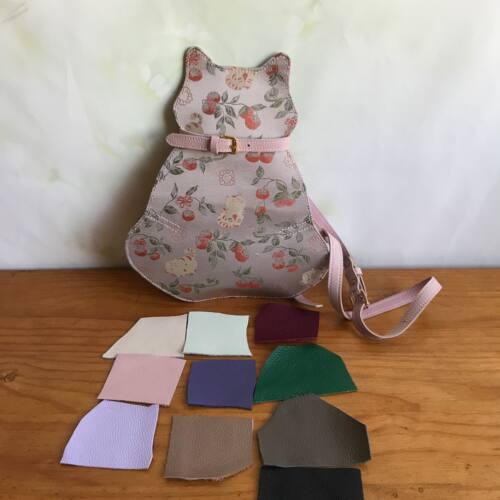 猫咪胸包有肩带钥钥手工自制DIY半成品材料包牛皮包宋锦新中式