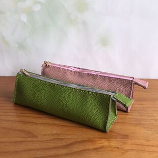 荔枝纹牛皮3片式 笔袋钥钥真皮手工diy材料包自制钥钥手工