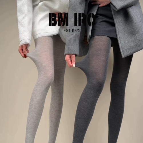 羊毛微透浅灰连裤袜女显瘦miu风