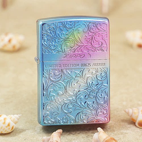 zippo之宝正品 205彩虹唐草彩色彩冰花草 送礼收藏防风煤油打火机