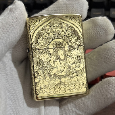 夜色zippo正品纯铜盔甲五面精雕环绕细刻白度母