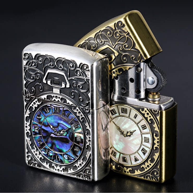 夜色zippo正品盔甲天然贝壳镶嵌 古典怀表 镀银/古铜 两色