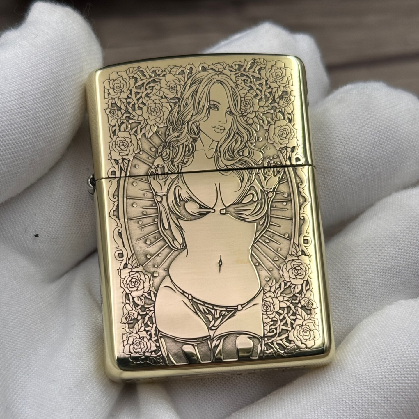 夜色zippo正品芝宝煤油打火机纯铜盔甲五面雕刻骷髅美女比基尼