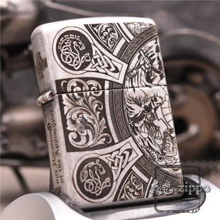 夜色zippo正品 仿古银 雕刻 天启四骑士