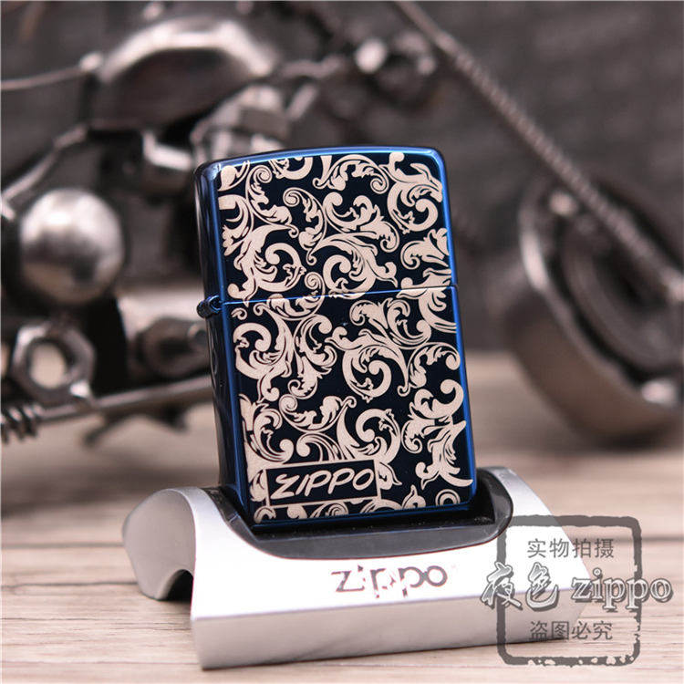 夜色zippo正品  20446 经典 蓝冰唐草 富贵唐草 富贵花