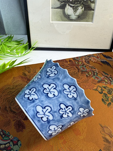 日本制 源右卫门 染锦建水 大水杯 葵口钵 摆件 绝美