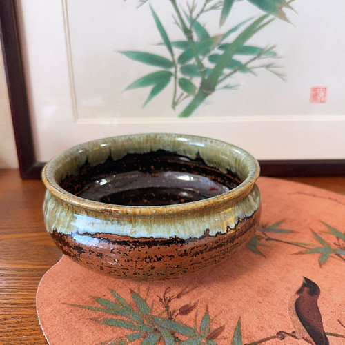 京烧清水烧 天目釉窑变 建水 花器 摆件 收纳