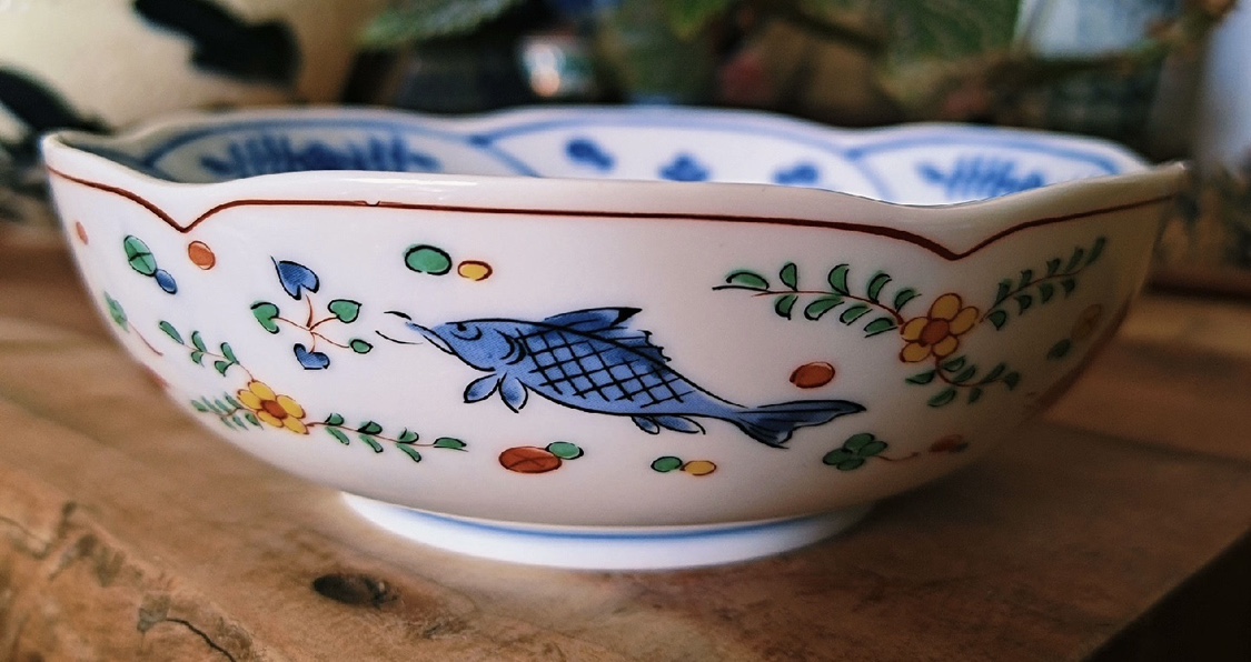 日本制平安橘吉高端系列手绘鱼藻纹碗小钵饭碗面碗