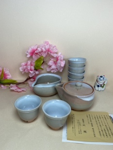 日本制 萩烧天龍造宝瓶套组宝瓶公道六客杯茶道套装