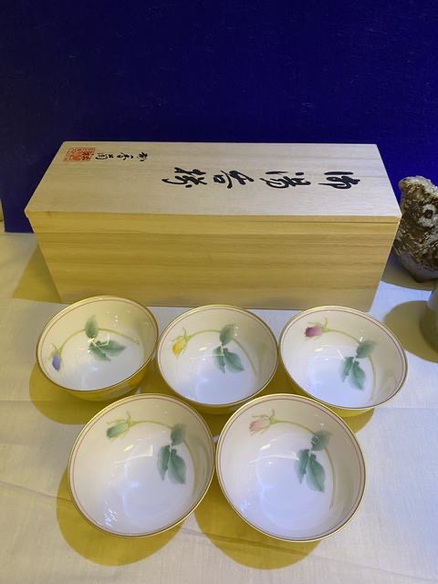 日本进口金标香兰社稀有柠檬黄茶杯主人杯五杯为一套-封面