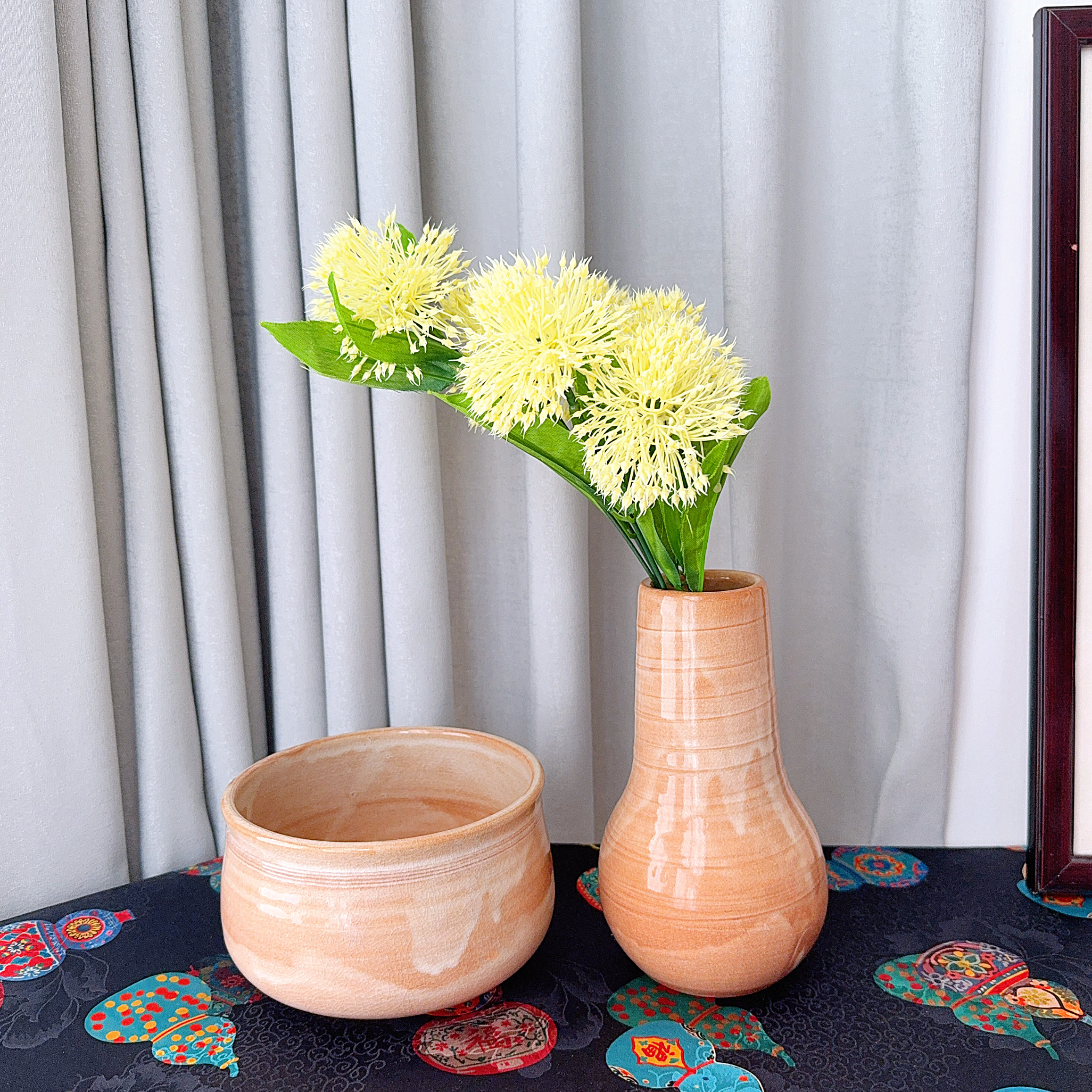 日本制 名家金子信彦作品 萩烧杓立 建水 花器 花瓶茶道具