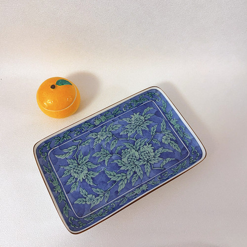 西洞窑 青花石榴茶盘  点心盘 壶承 寿司盘