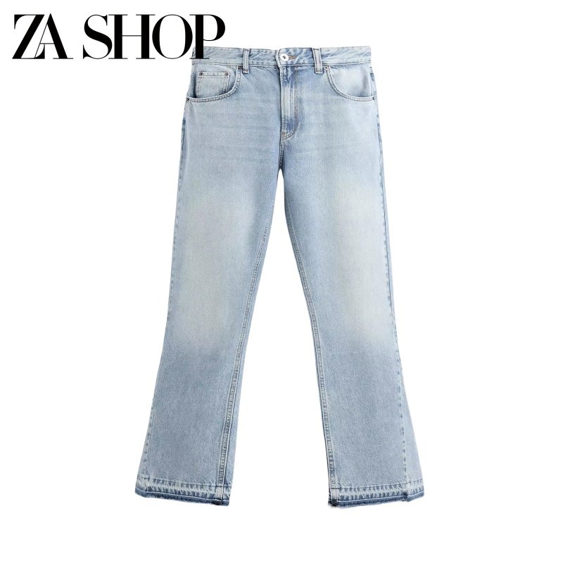 thumbnail for Summer New Men's Washed Cotton Comfortable Casual Raw Edge Pants Flared Jeans 0840333