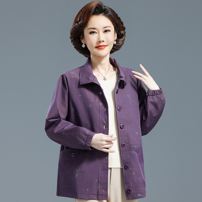 中老年春秋长袖上衣妈妈短款外套