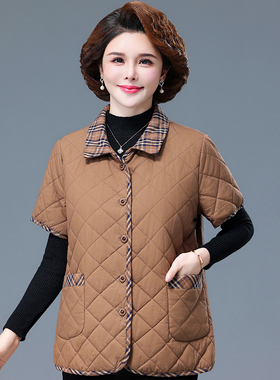 中老年棉马甲女冬半袖时尚妈妈春秋老人坎肩老太太小棉袄纯棉外套
