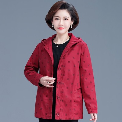 中老年女洋气外套2023连帽上衣薄