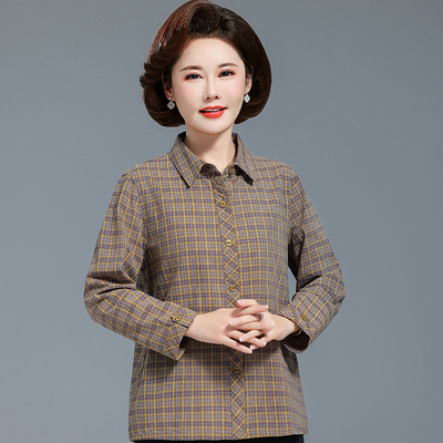 春夏纯棉长款宽松型通勤妈妈衬衣