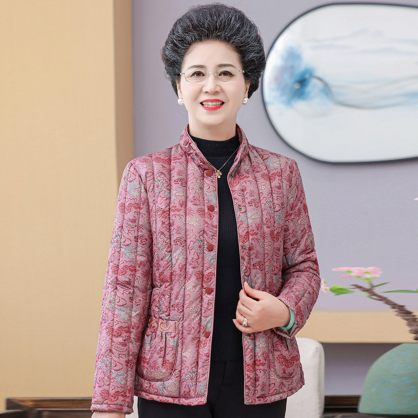 中老年女秋冬装内胆轻薄短款棉服