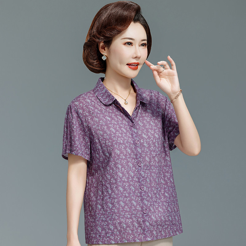 妈妈夏装短袖衬衫中老年女装奶奶
