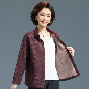 中老年秋装衬衫女全棉碎花长袖衬衣妈妈宽松女士纯棉上衣老人衣服